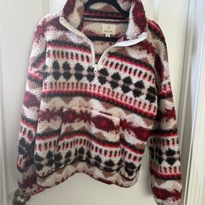 Aerie Red and Black Patterned Sweater